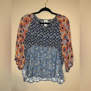 Blue Floral Women's Top